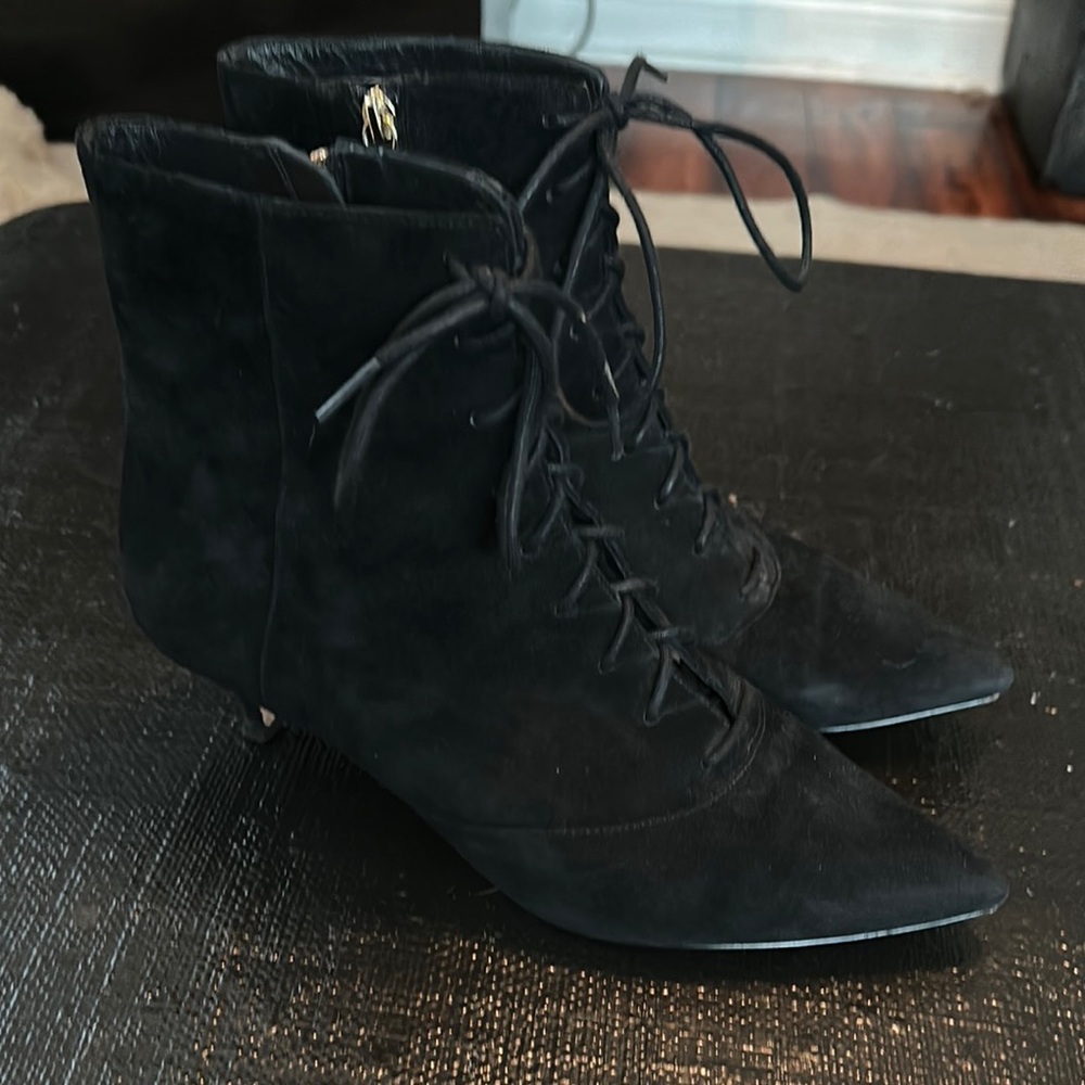 J. Crew Black Lace-Up Ankle Booties